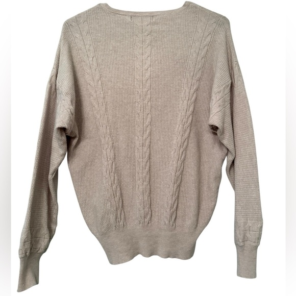 Tahari Cream Crew Neck Sweater with Ribbed Detailing - Picture 6 of 6